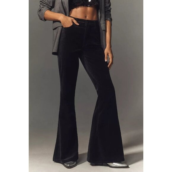 Good American Good Waist Velvet High-Rise Super Flare Jeans...